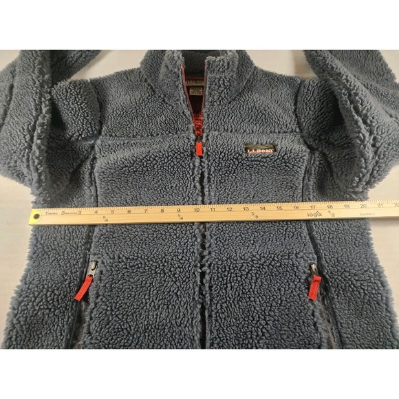 L.L. Bean Womens Medium Regular Mountain Deep Pile Fleece Sherpa Jacket Gray Zip - Picture 4 of 13
